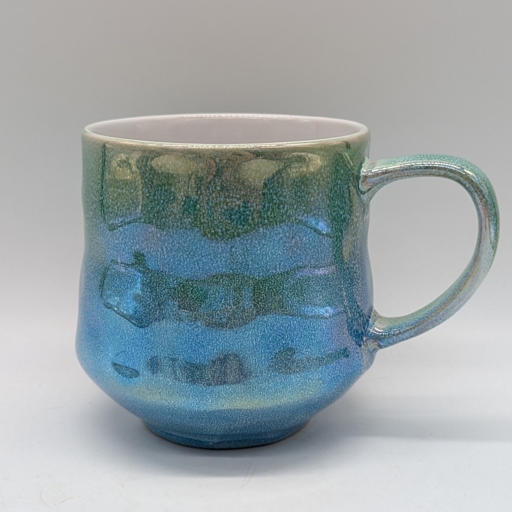 Blue Green Ombre Shimmer Shiny Ceramic Coffee Mug